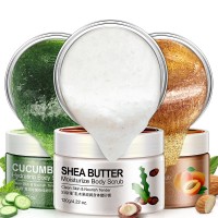 Wholesale Hydrating Deep Cleaning Nourishing Skin Cucumber Almond Shea Butter Natural Exfoliator Body Scrub